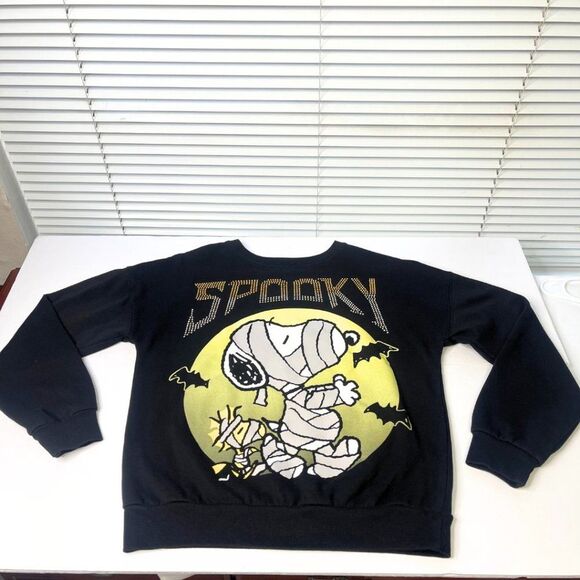 PEANUTS | Spooky Snoopy Mummy Sweatshirt Black - Studded Letters -Small - Picture 5 of 12